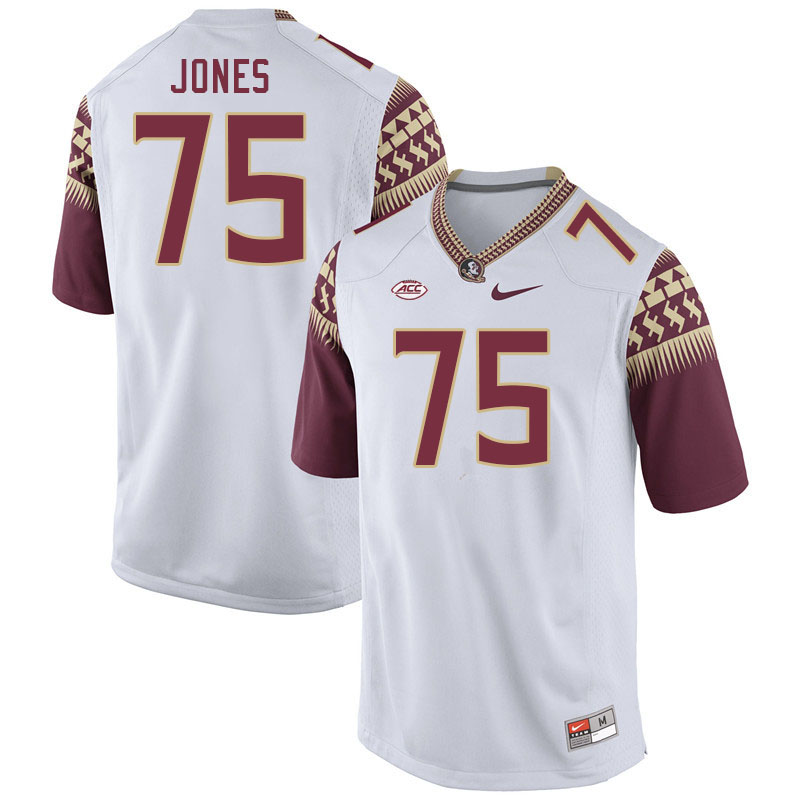 Men #75 Keiondre Jones Florida State Seminoles College Football Jerseys Stitched-White
